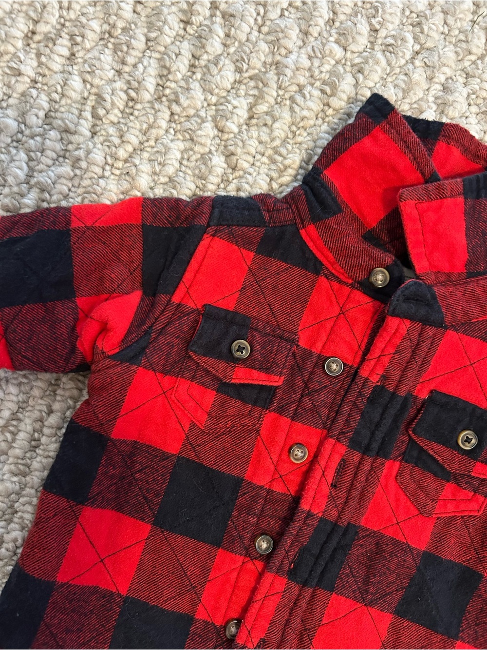 Carter's Red and Black Buffalo Plaid Quilted Button-Down (3M)